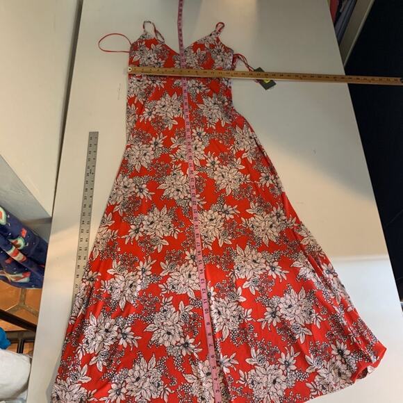 Vince Camuto Dress Womens S Small Botanical Floral V Neck Spaghetti Strap Maxi - Picture 7 of 12
